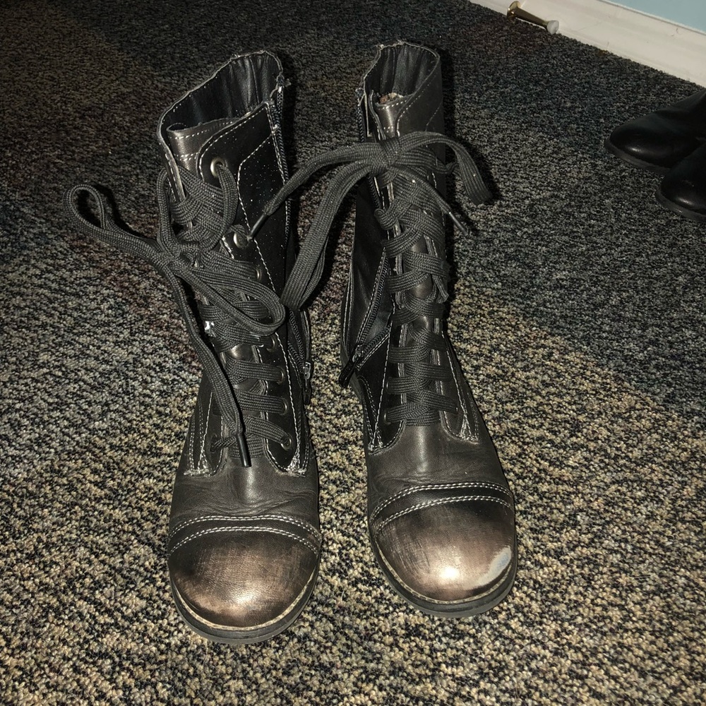 black combat boots